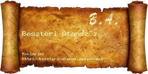 Beszteri Atanáz névjegykártya